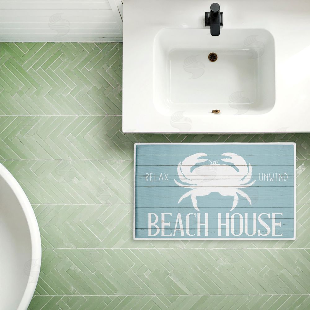 Kim Allen Beach House Entry Crab Plush Bathroom Floor Mat