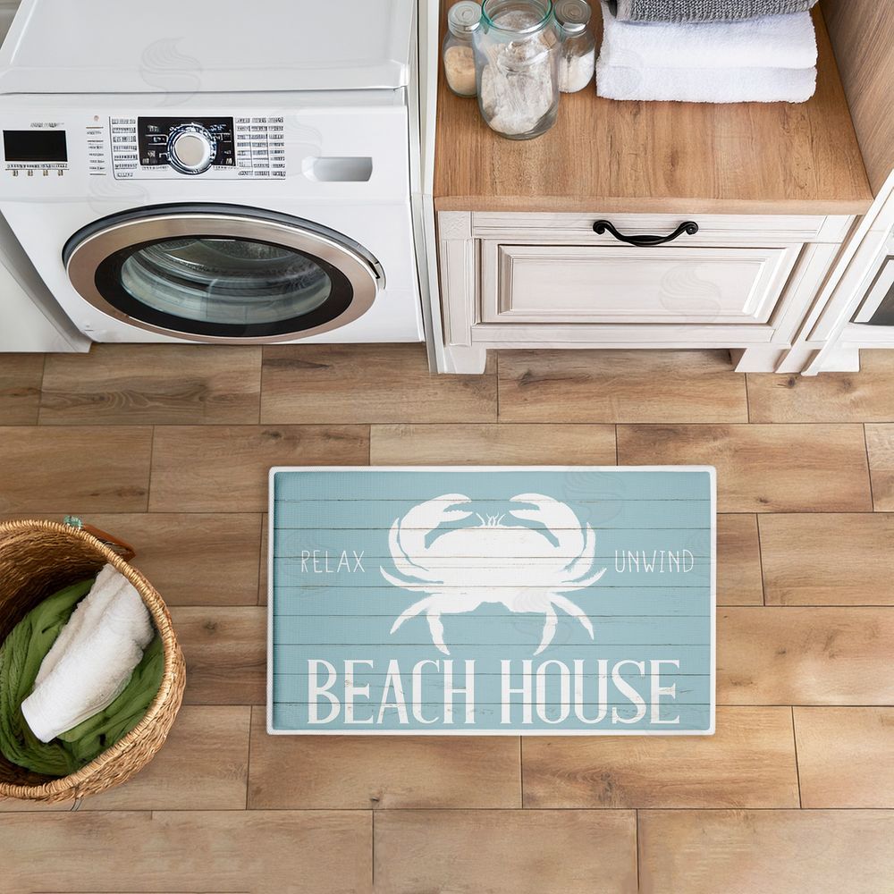 Kim Allen Beach House Entry Crab Plush Bathroom Floor Mat