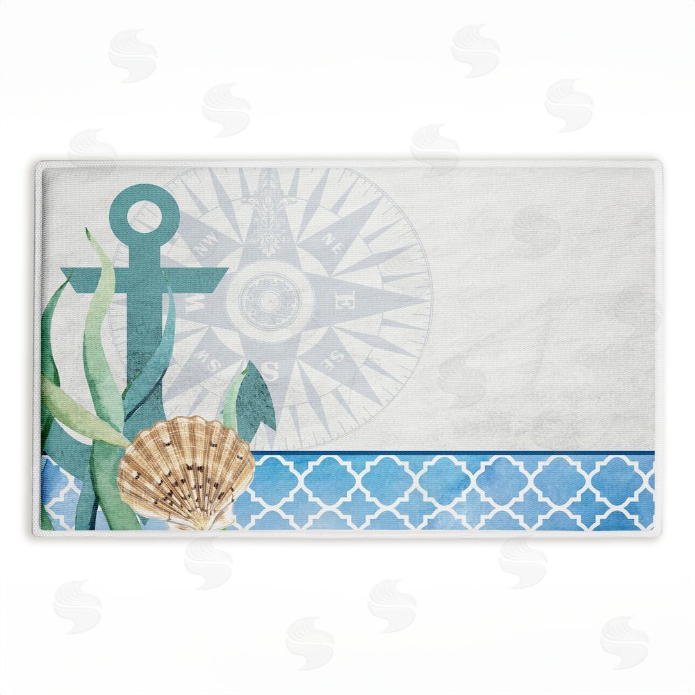 Kim Allen Bayside Anchor & Compass Plush Bathroom Floor Mat