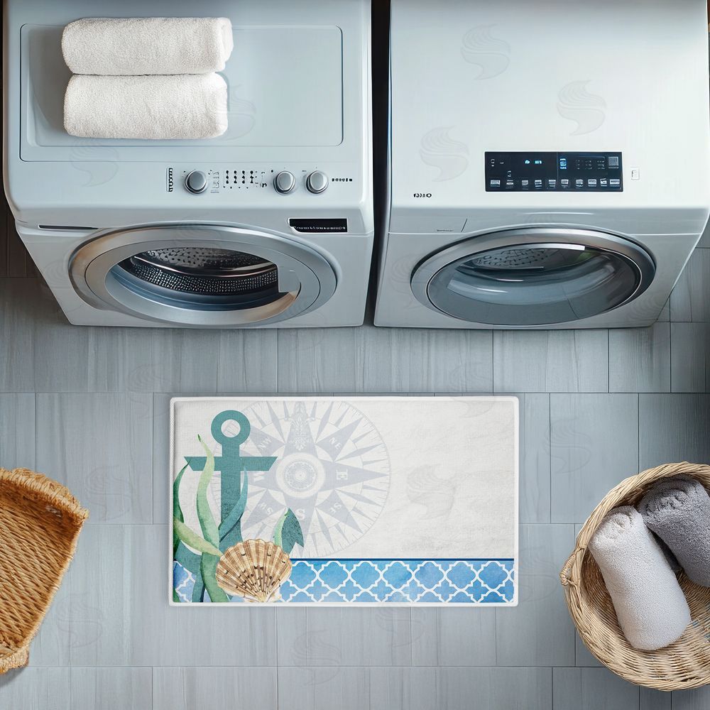 Kim Allen Bayside Anchor & Compass Plush Bathroom Floor Mat