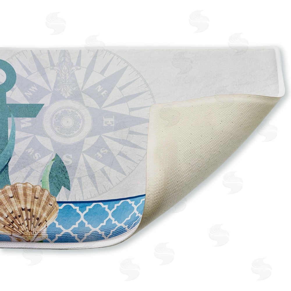 Kim Allen Bayside Anchor & Compass Plush Bathroom Floor Mat