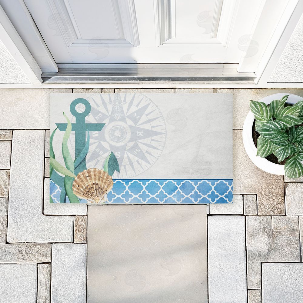 Kim Allen Bayside Anchor & Compass Unwoven Outdoor Door Mat