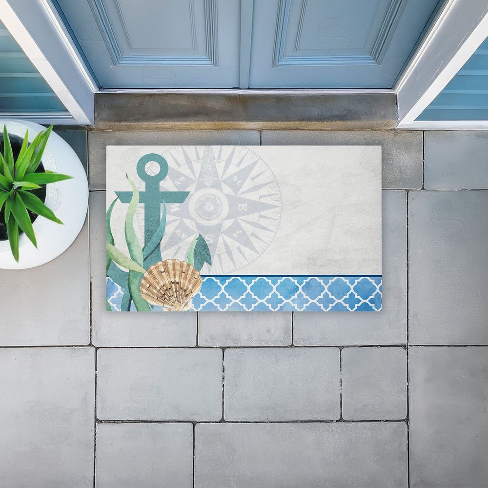 Kim Allen Bayside Anchor & Compass Unwoven Outdoor Door Mat