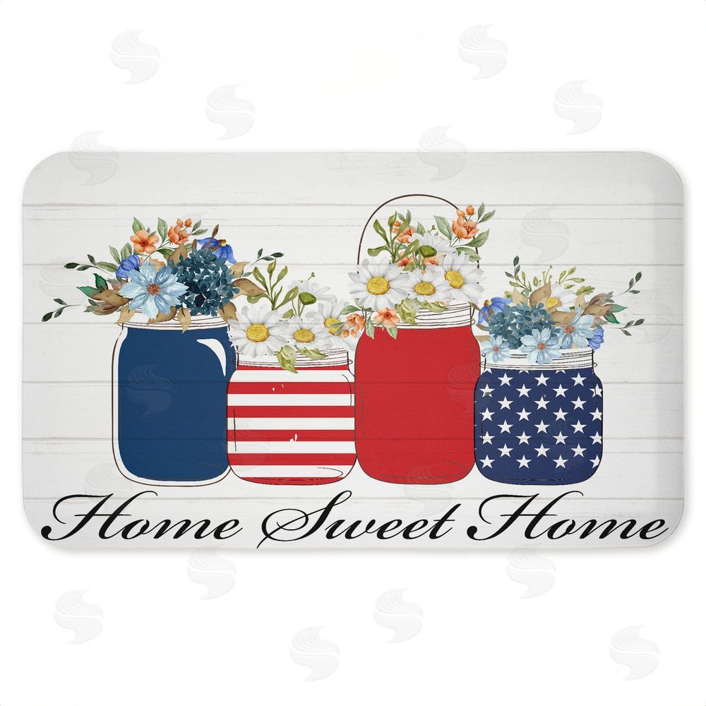 Kim Allen Patriotic Flower Jars Kitchen Floor Mat