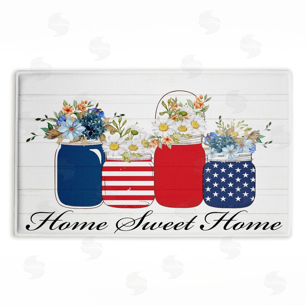 Kim Allen Patriotic Flower Jars Plush Bathroom Floor Mat