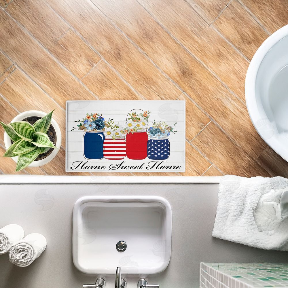 Kim Allen Patriotic Flower Jars Plush Bathroom Floor Mat