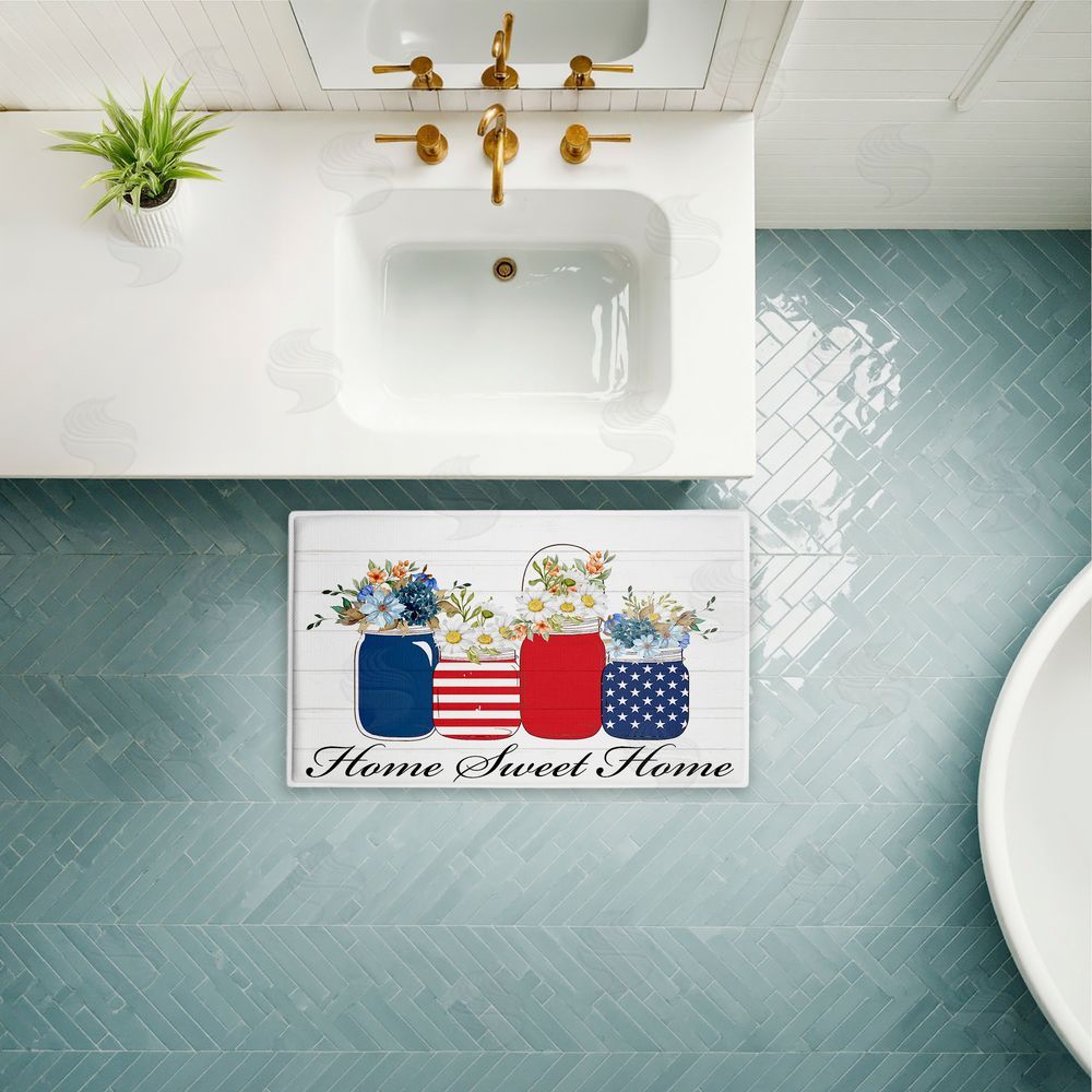 Kim Allen Patriotic Flower Jars Plush Bathroom Floor Mat