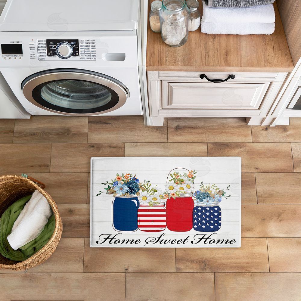 Kim Allen Patriotic Flower Jars Plush Bathroom Floor Mat