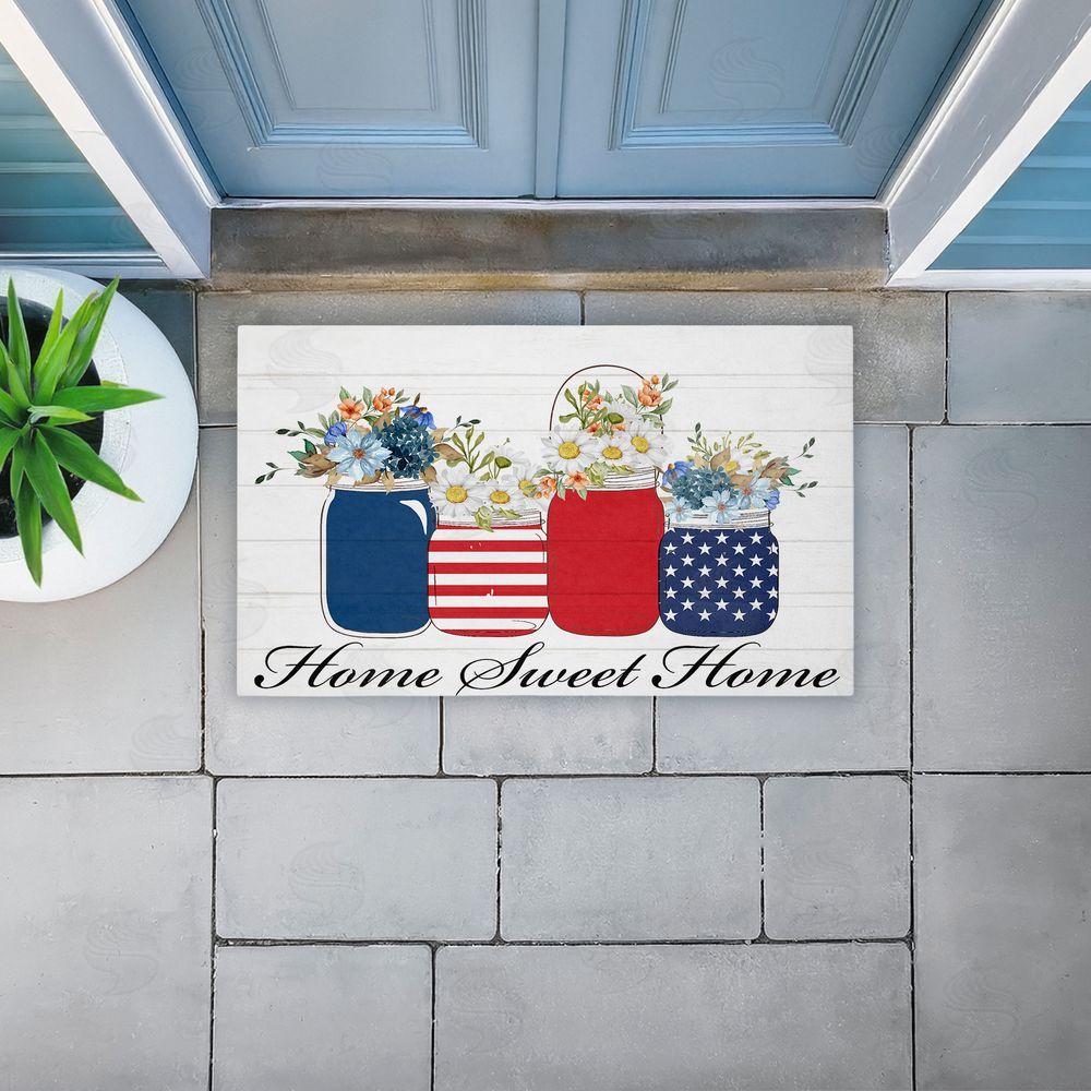 Kim Allen Patriotic Flower Jars Unwoven Outdoor Door Mat