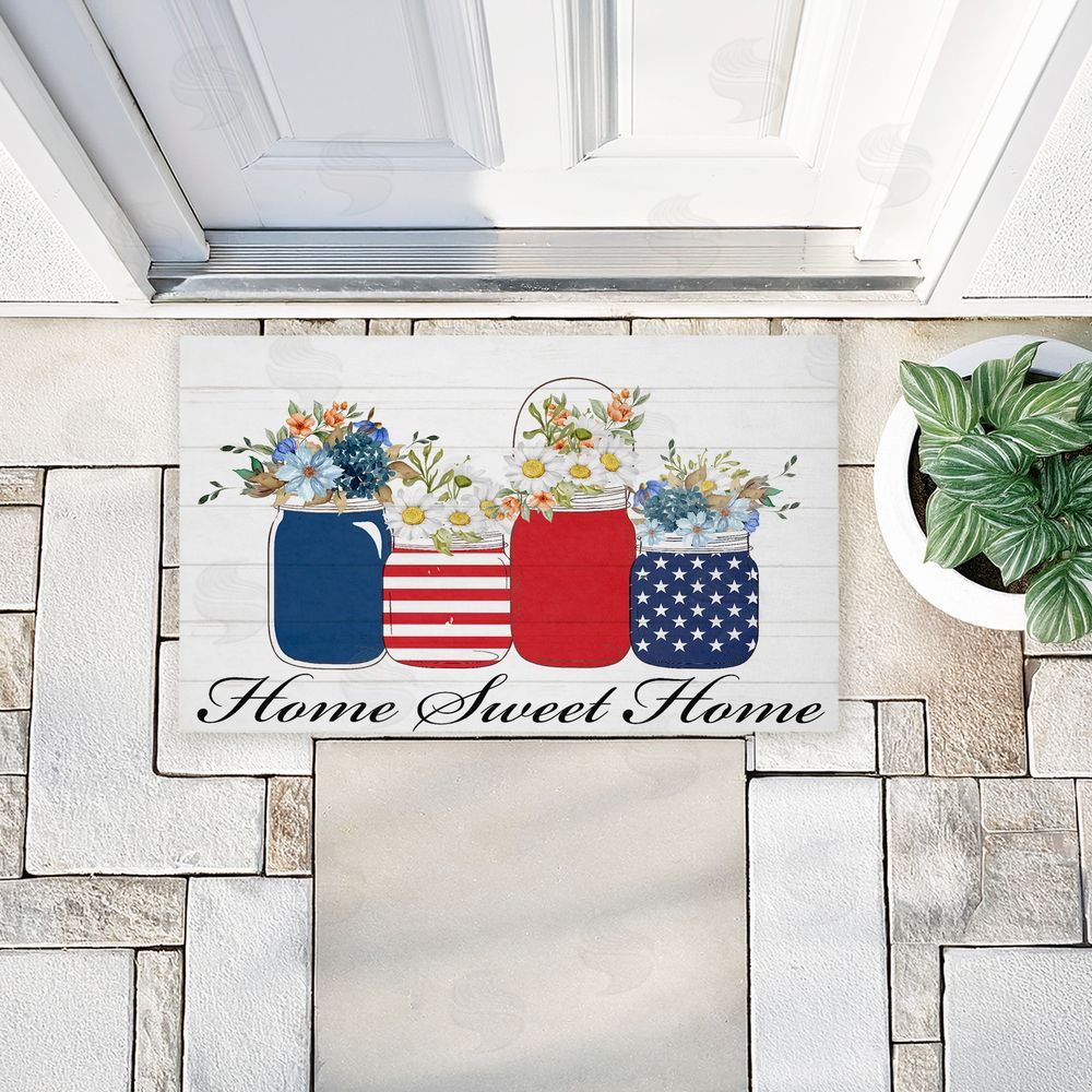 Kim Allen Patriotic Flower Jars Unwoven Outdoor Door Mat