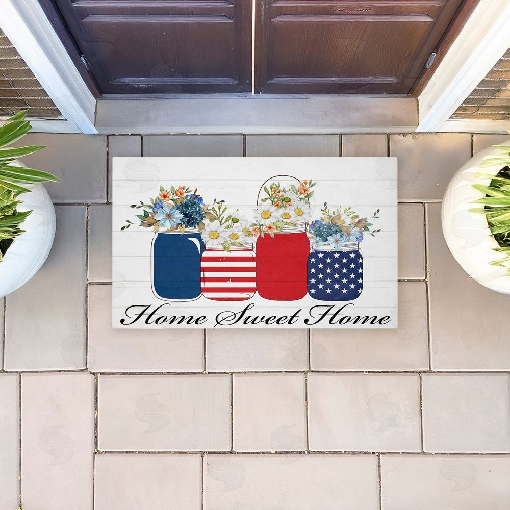 Kim Allen Patriotic Flower Jars Unwoven Outdoor Door Mat