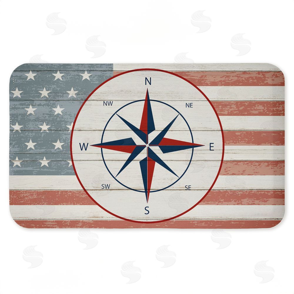 Kim Allen Nautical Flag with Compass Kitchen Floor Mat