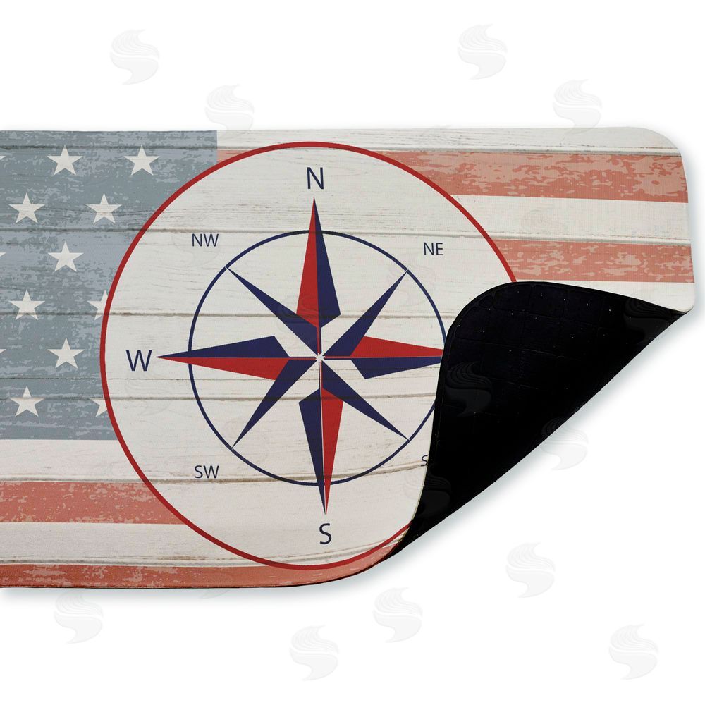 Kim Allen Nautical Flag with Compass Kitchen Floor Mat
