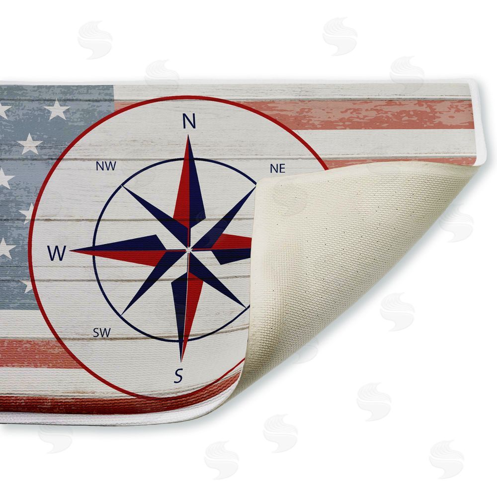 Kim Allen Nautical Flag with Compass Plush Bathroom Floor Mat