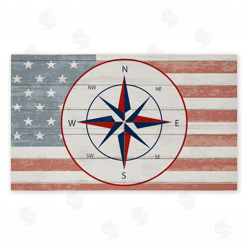 Kim Allen Nautical Flag with Compass Unwoven Outdoor Door Mat