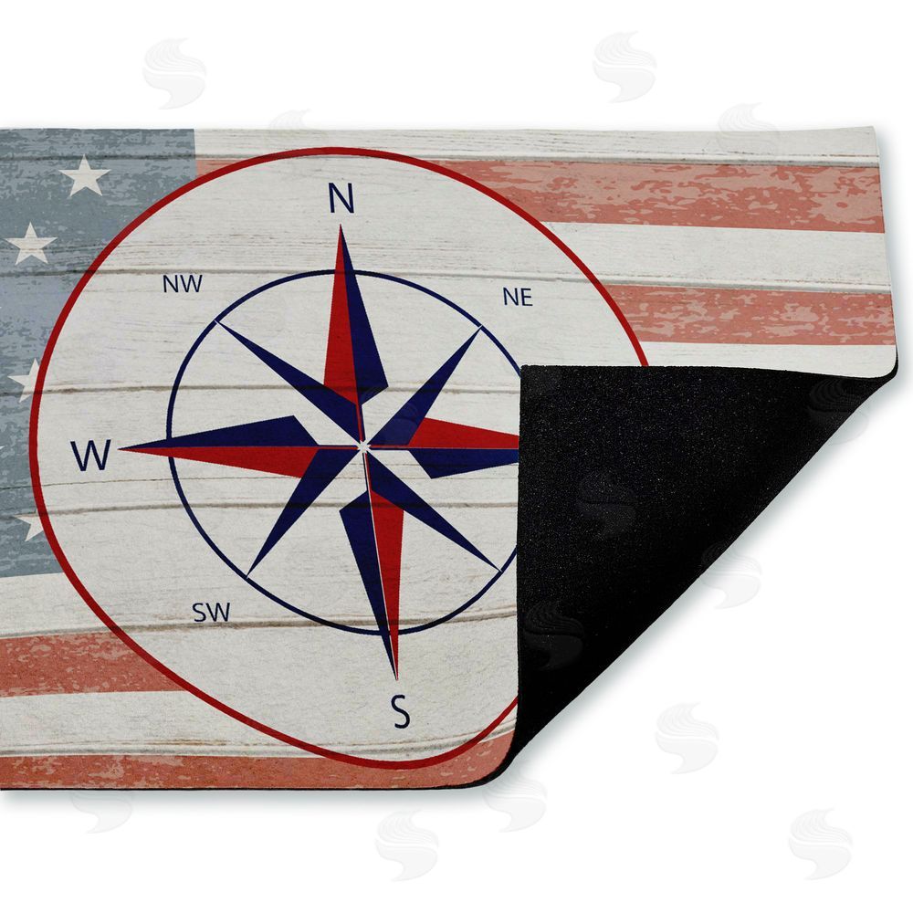 Kim Allen Nautical Flag with Compass Unwoven Outdoor Door Mat