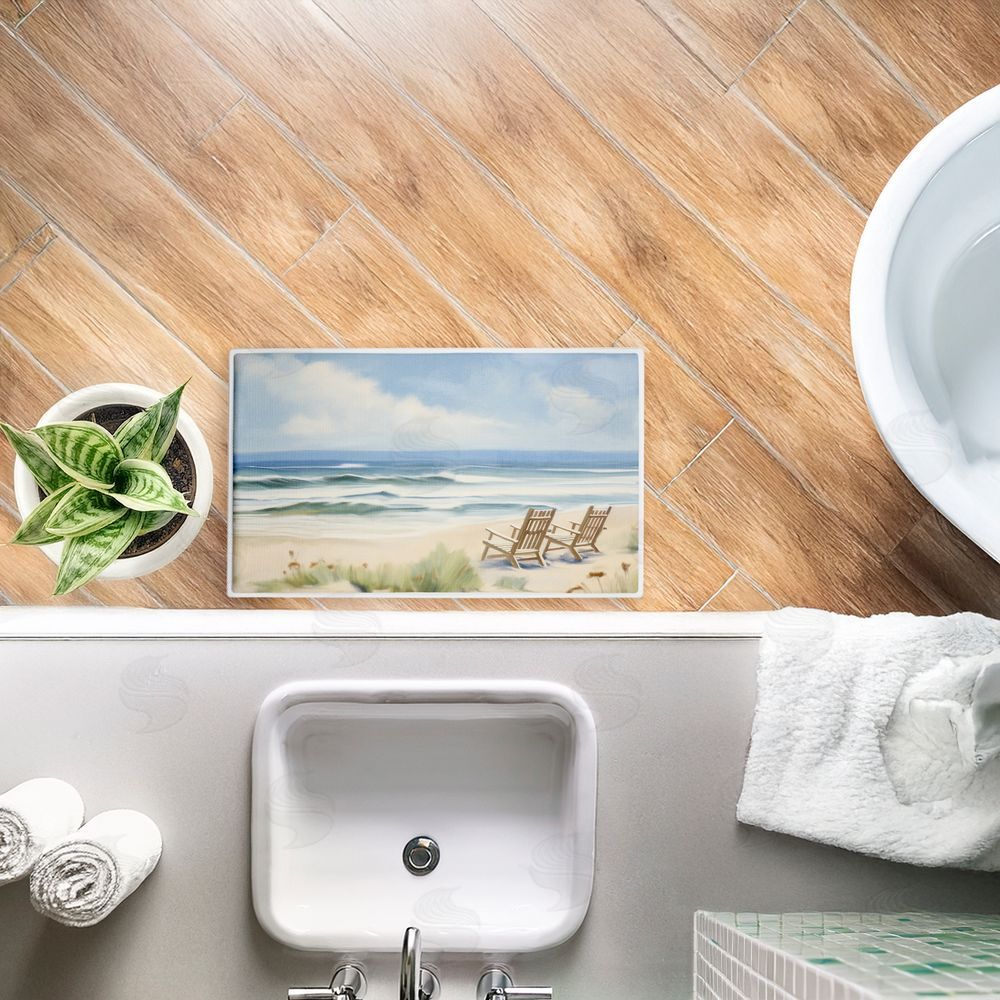 Kim Allen Chair View on Serene Beach Plush Bathroom Floor Mat