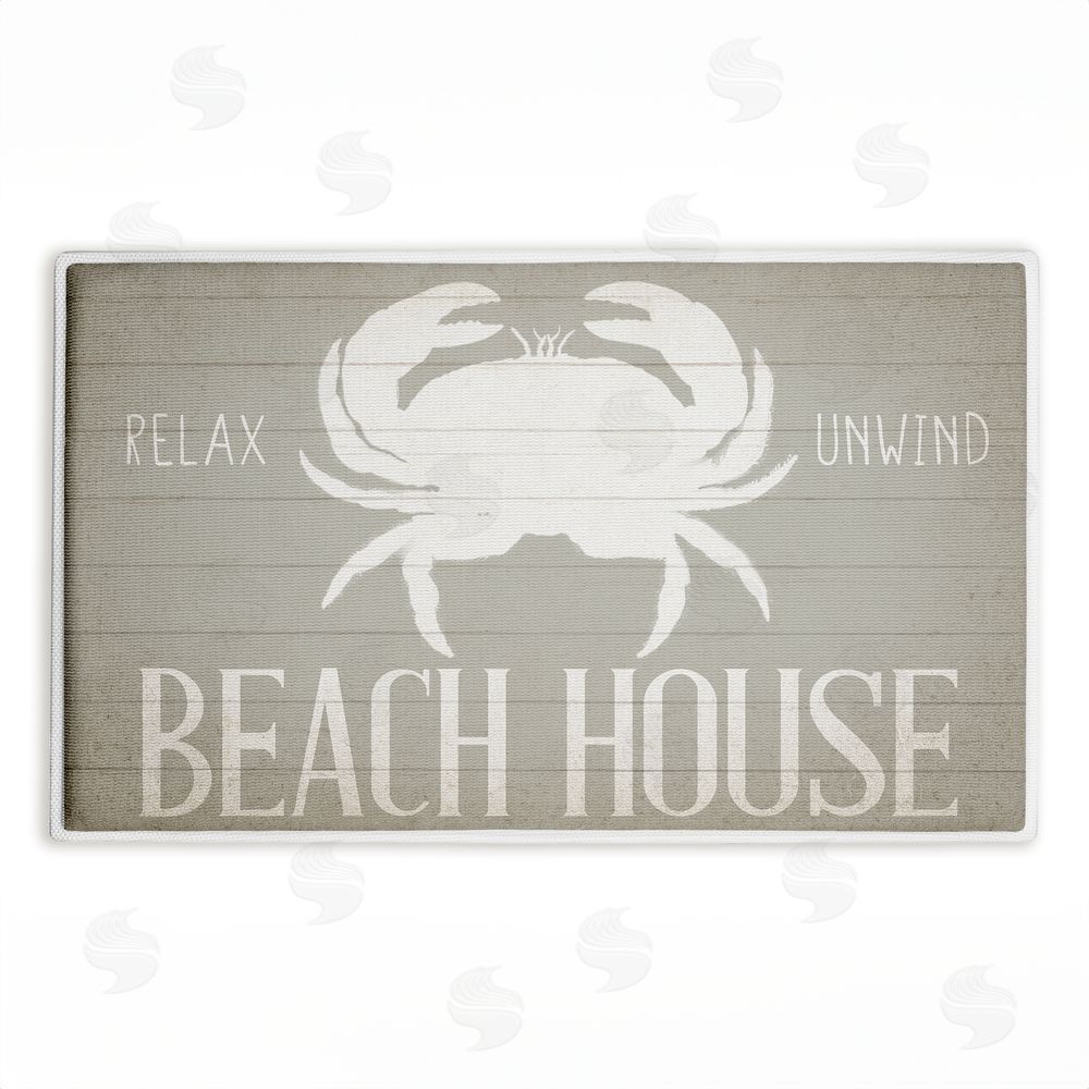Kim Allen Relax Unwind Beach House Crab Plush Bathroom Floor Mat