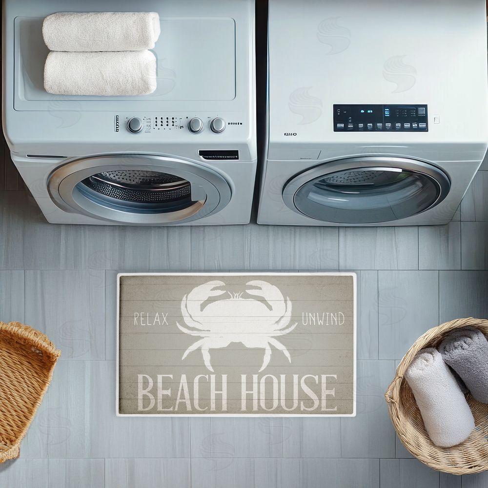 Kim Allen Relax Unwind Beach House Crab Plush Bathroom Floor Mat