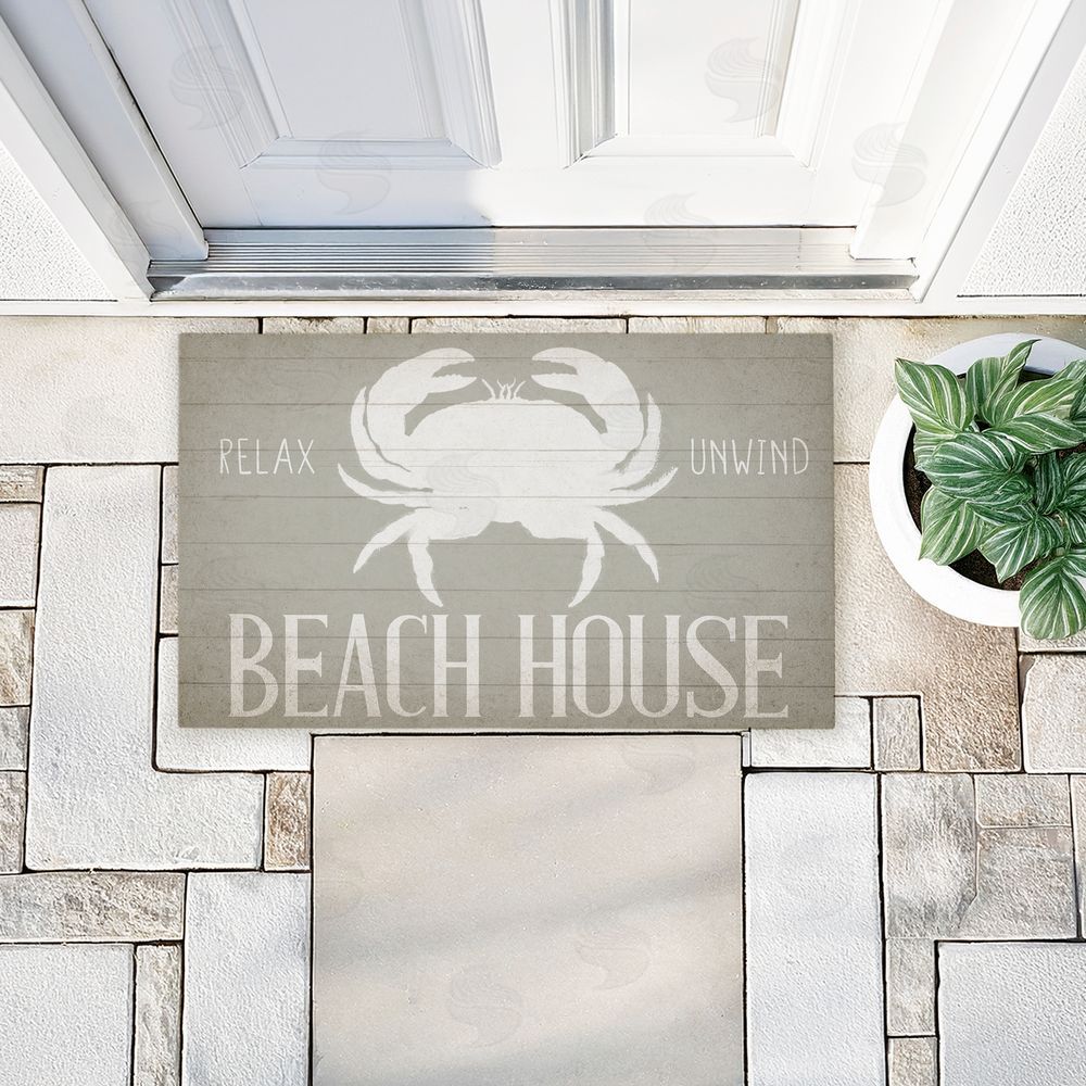 Kim Allen Relax Unwind Beach House Crab Unwoven Outdoor Door Mat