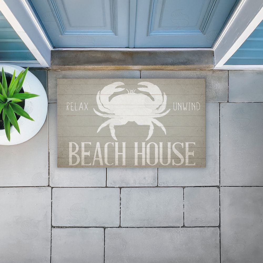 Kim Allen Relax Unwind Beach House Crab Unwoven Outdoor Door Mat