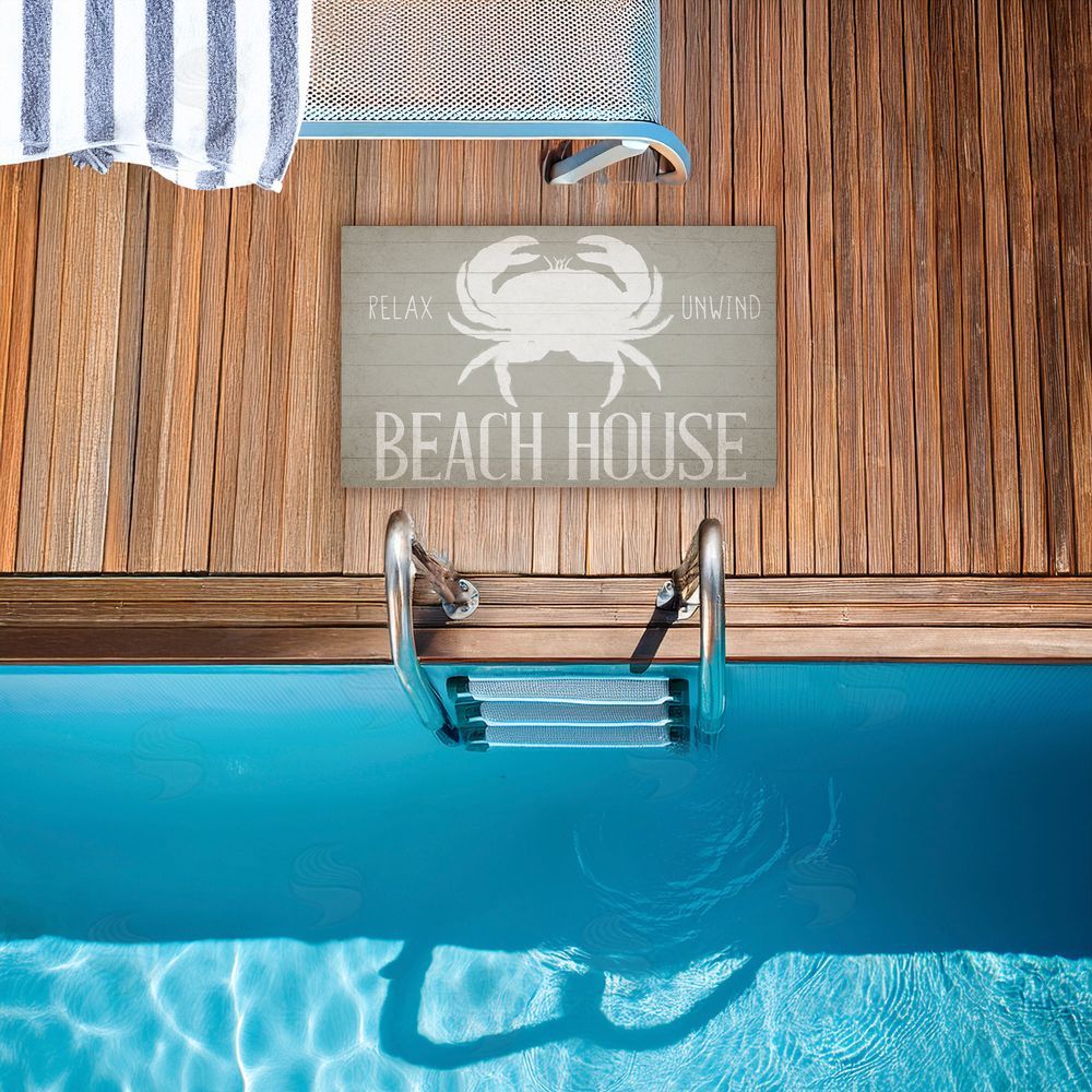 Kim Allen Relax Unwind Beach House Crab Unwoven Outdoor Door Mat