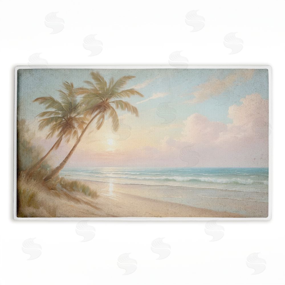 Kim Allen Sunset View Beach Palms Plush Bathroom Floor Mat