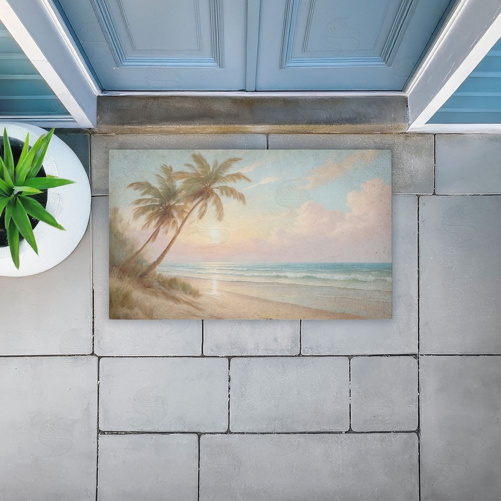Kim Allen Sunset View Beach Palms Unwoven Outdoor Door Mat