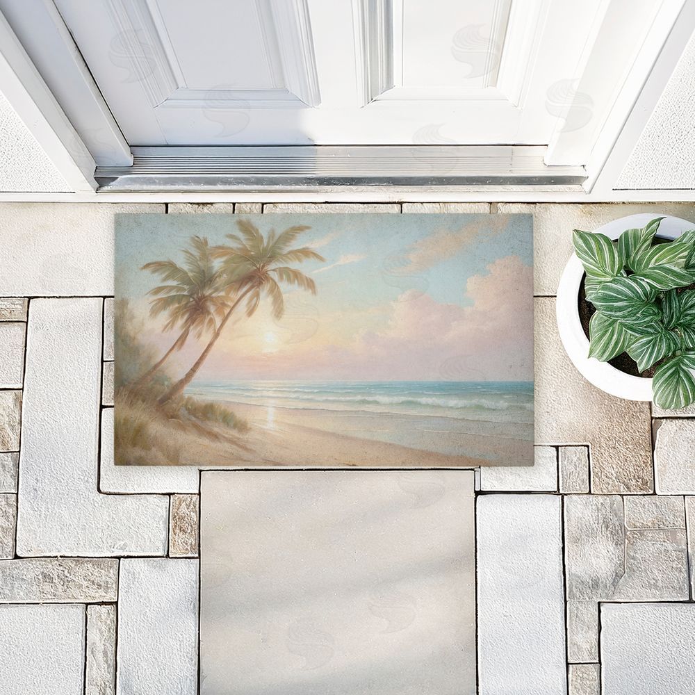 Kim Allen Sunset View Beach Palms Unwoven Outdoor Door Mat