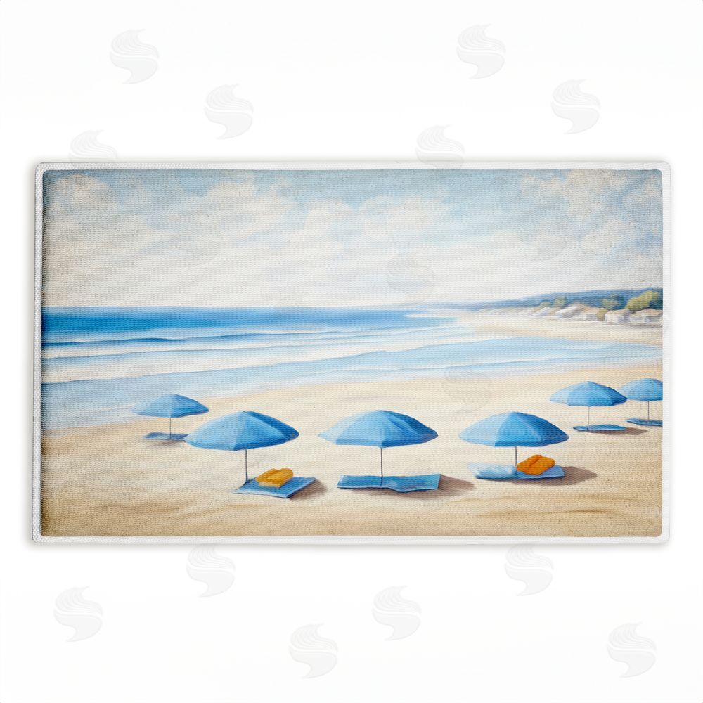 Kim Allen Summer Umbrella Beach Day Plush Bathroom Floor Mat