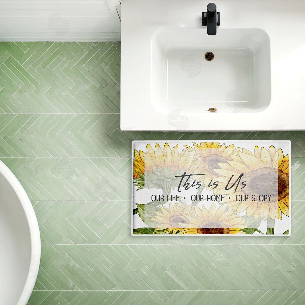 Kim Allen This Is Us Sunflower Sentiment Plush Bathroom Floor Mat