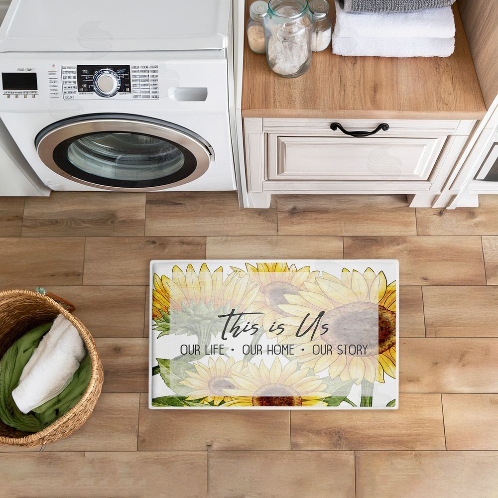Kim Allen This Is Us Sunflower Sentiment Plush Bathroom Floor Mat