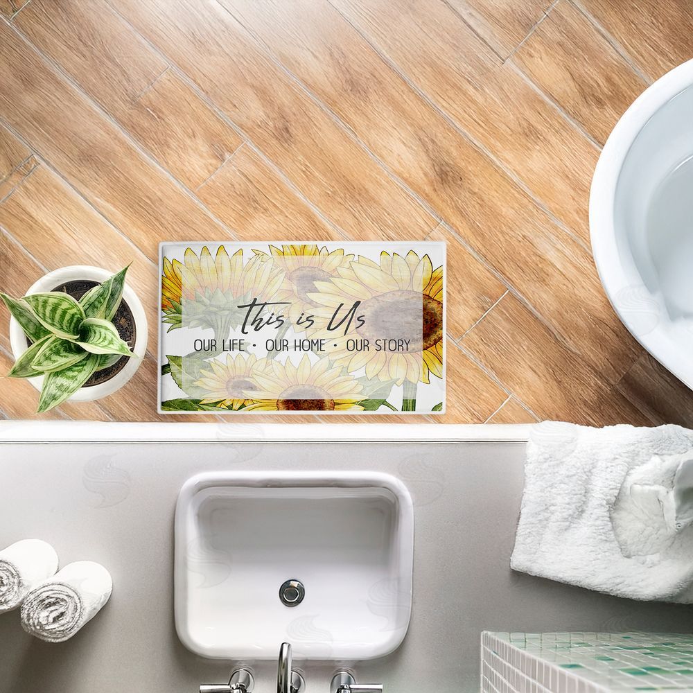 Kim Allen This Is Us Sunflower Sentiment Plush Bathroom Floor Mat