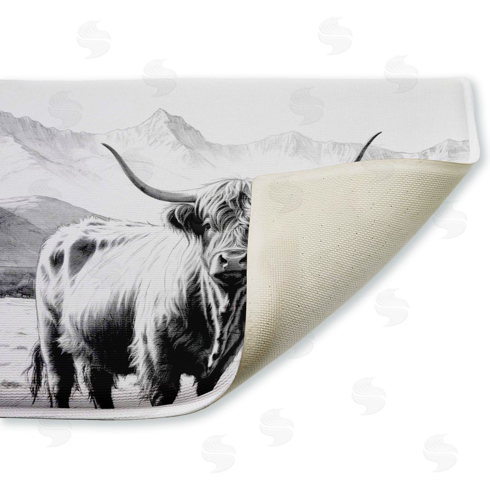 Kim Allen Highland Sketch in Mountains Plush Bathroom Floor Mat