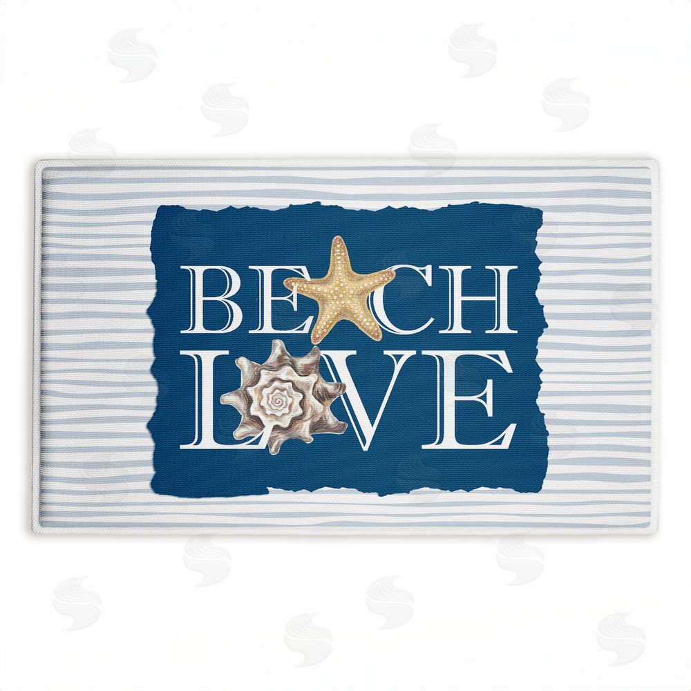 Kim Allen Beach Love over Stripes Plush Bathroom Floor Mat