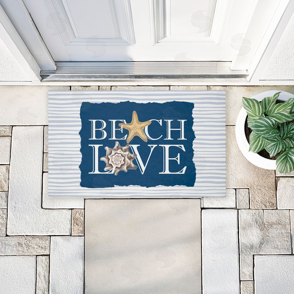 Kim Allen Beach Love over Stripes Unwoven Outdoor Door Mat
