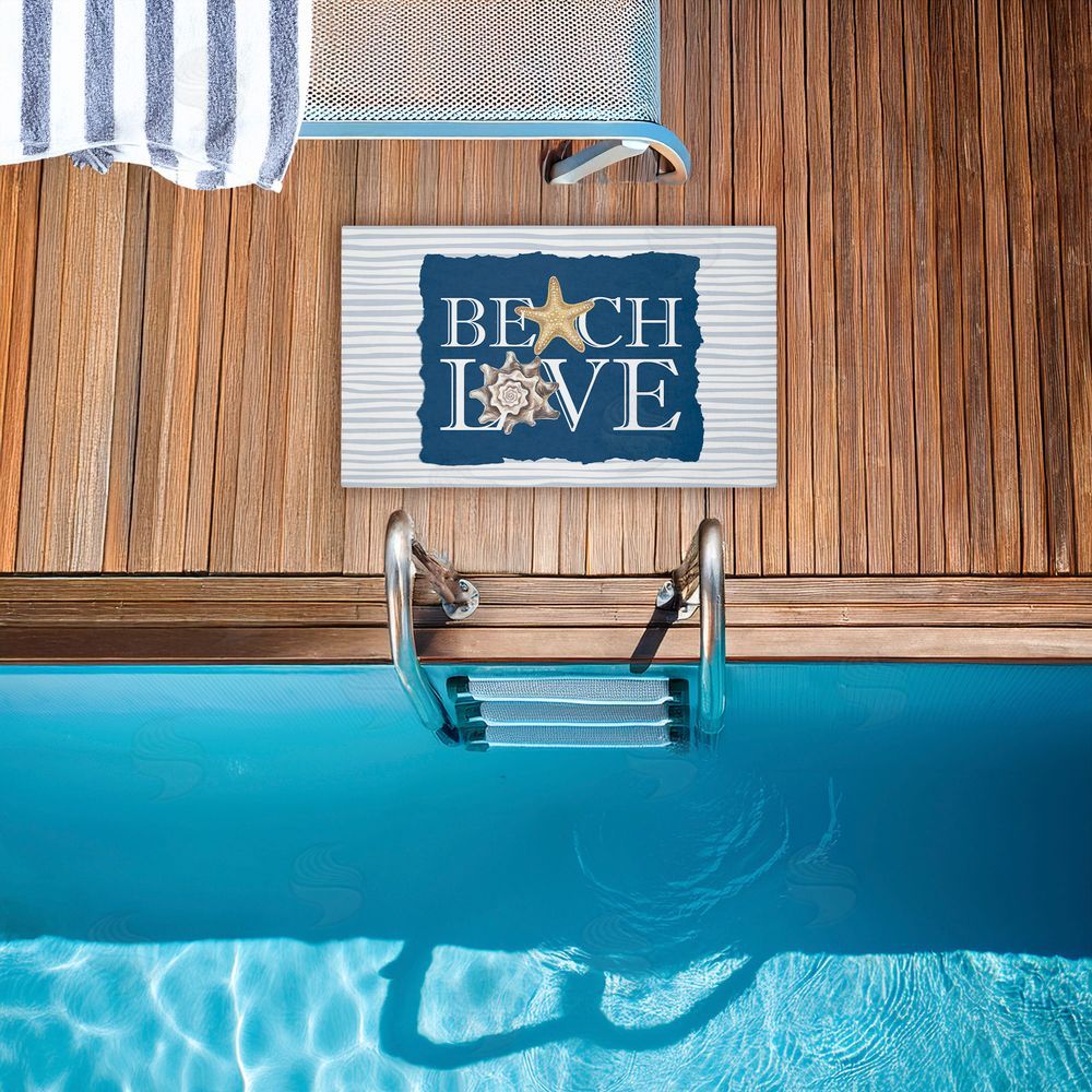 Kim Allen Beach Love over Stripes Unwoven Outdoor Door Mat
