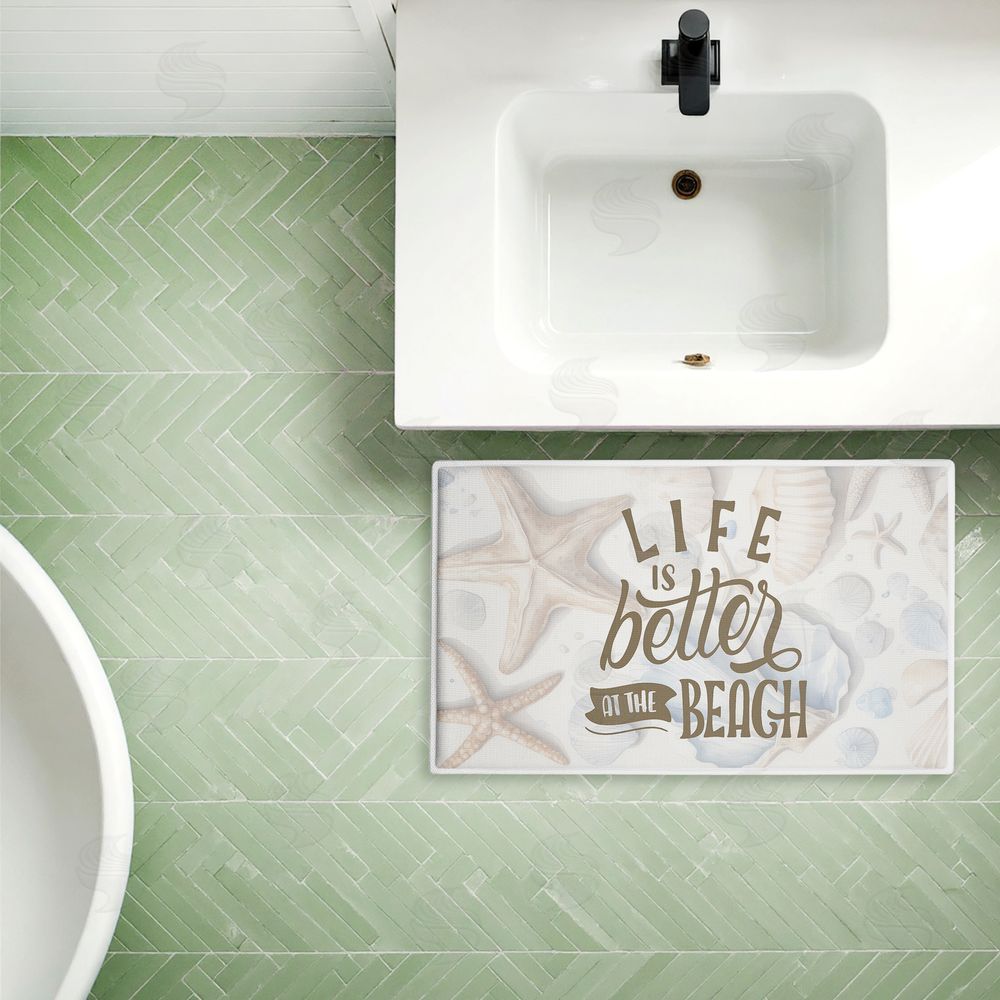 Kim Allen Better At Beach Seashells Plush Bathroom Floor Mat
