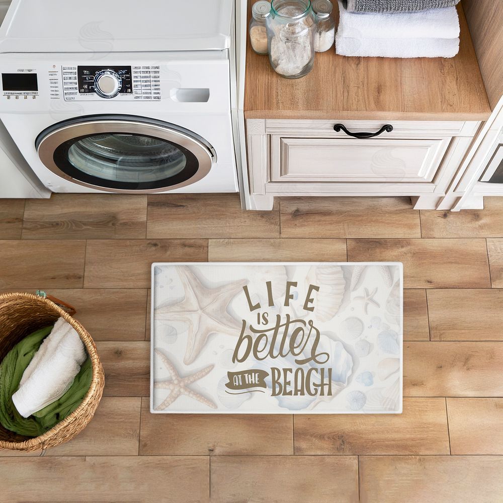 Kim Allen Better At Beach Seashells Plush Bathroom Floor Mat