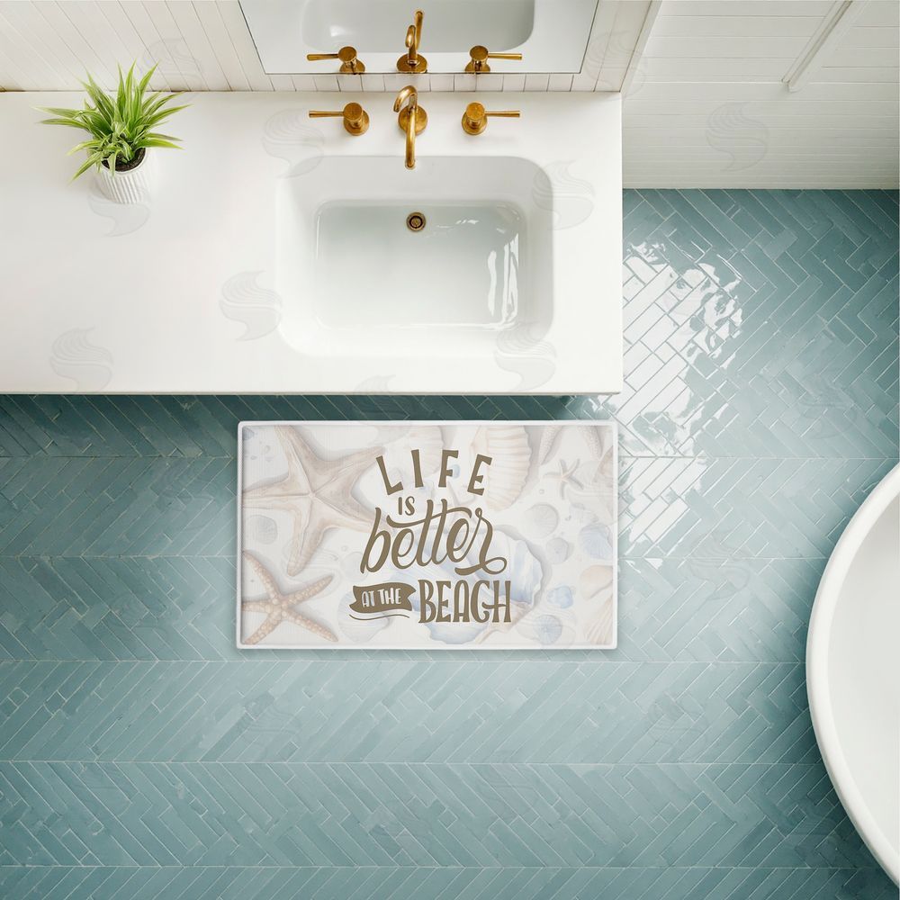 Kim Allen Better At Beach Seashells Plush Bathroom Floor Mat