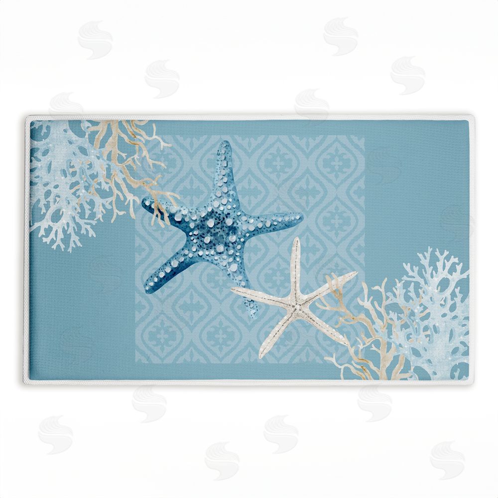 Kim Allen Starfish Tours Nautical Pattern Plush Bathroom Floor Mat