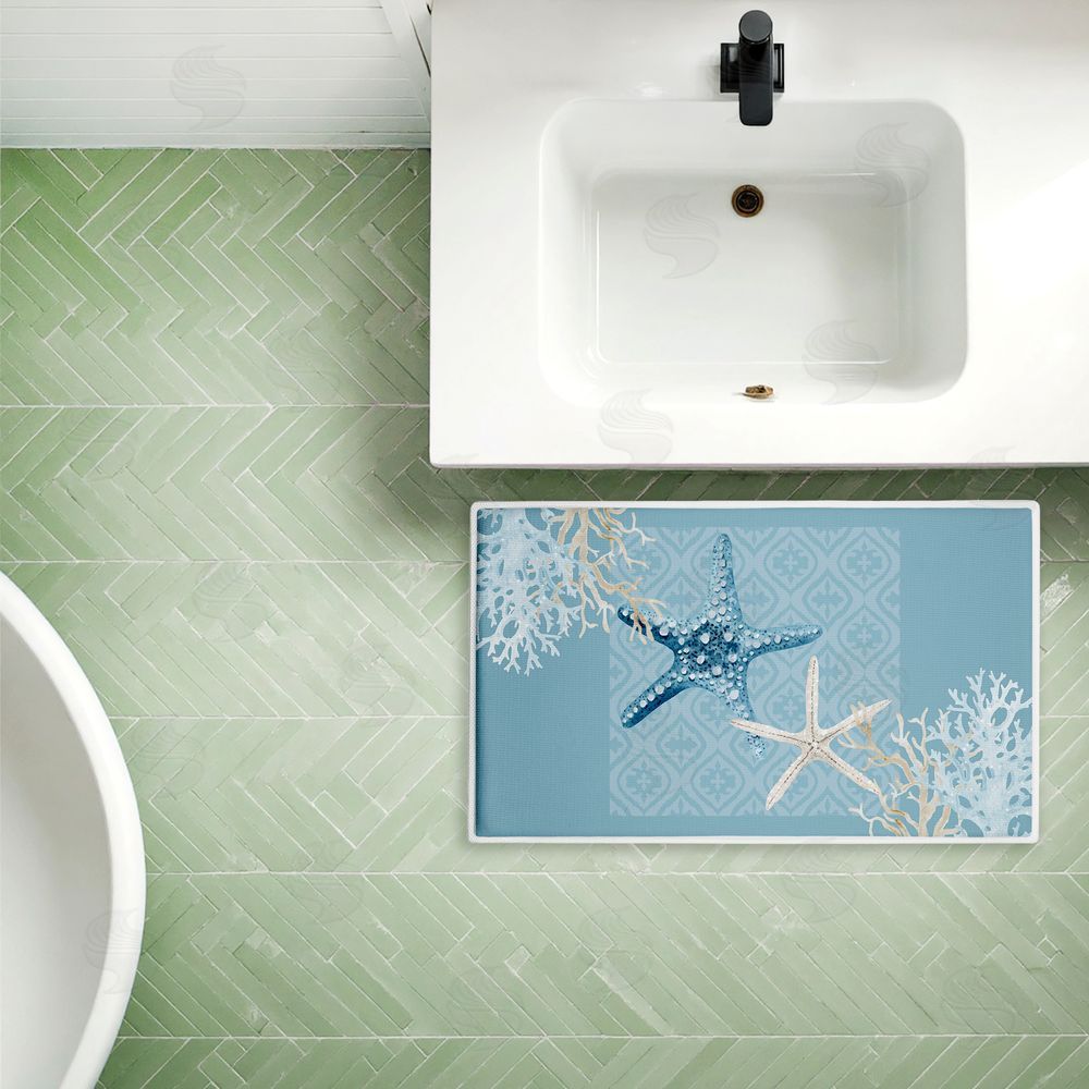 Kim Allen Starfish Tours Nautical Pattern Plush Bathroom Floor Mat