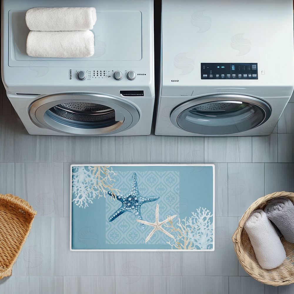Kim Allen Starfish Tours Nautical Pattern Plush Bathroom Floor Mat
