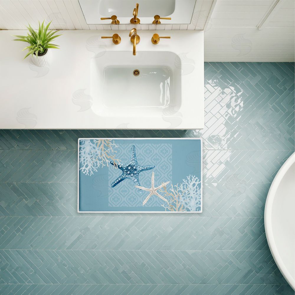 Kim Allen Starfish Tours Nautical Pattern Plush Bathroom Floor Mat