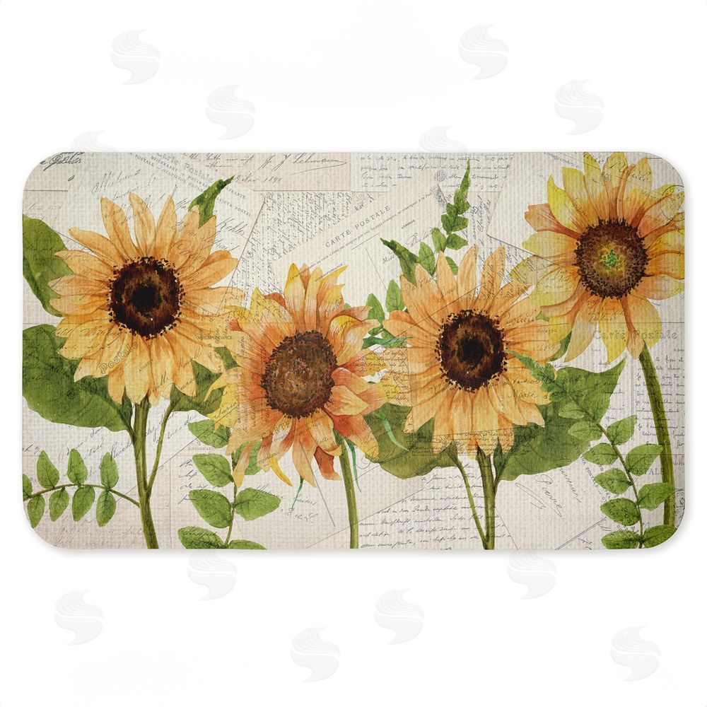 Kim Allen Sunflowers & Vintage Letter Mail Kitchen Floor Mat
