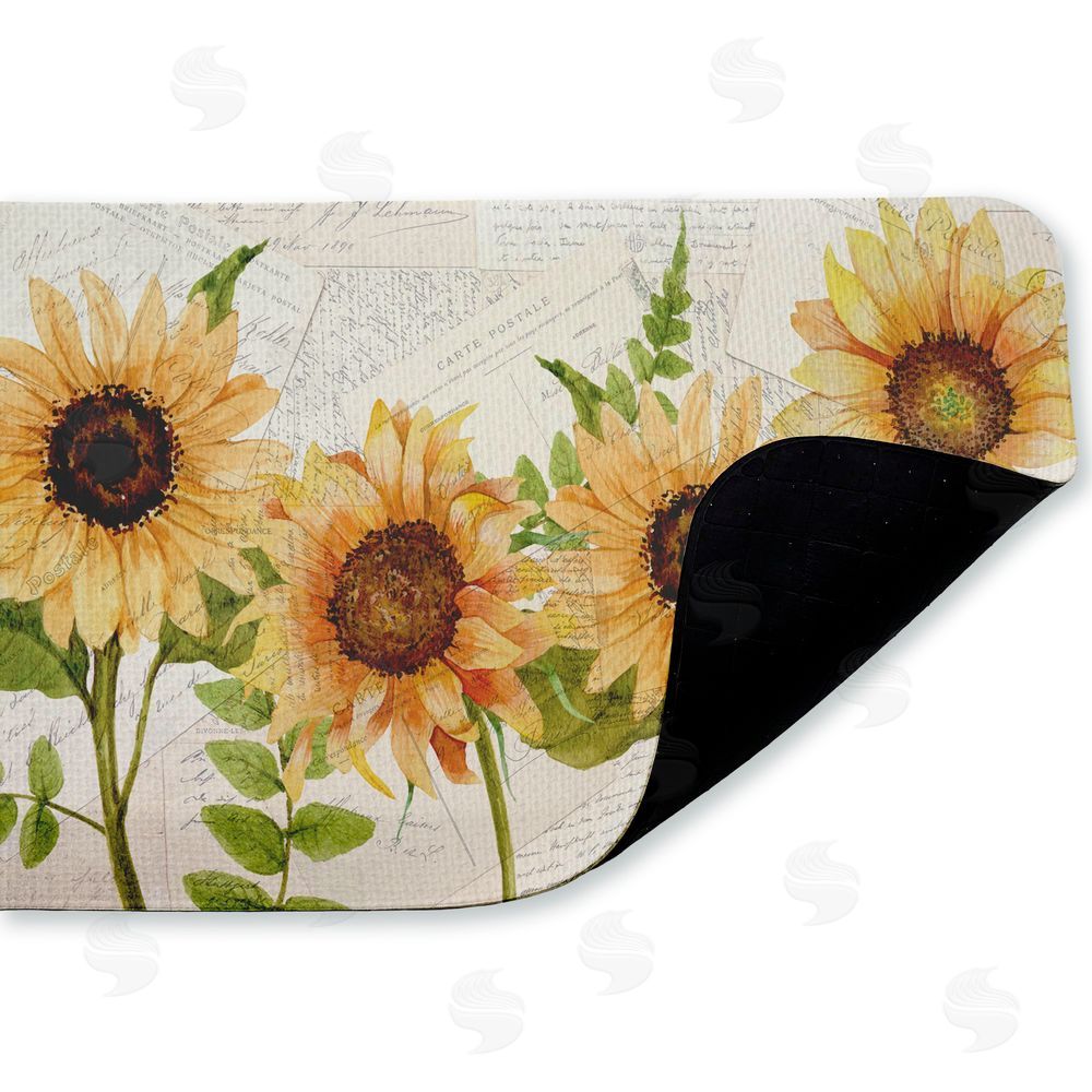 Kim Allen Sunflowers & Vintage Letter Mail Kitchen Floor Mat