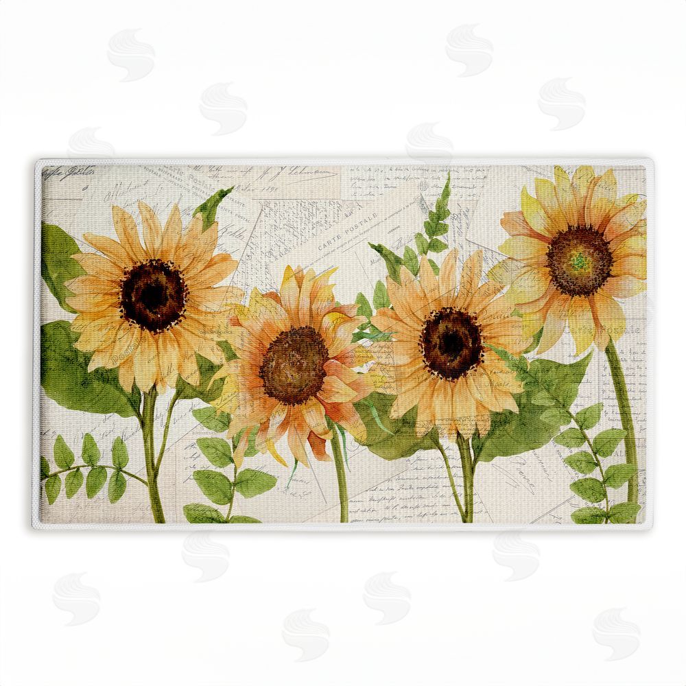 Kim Allen Sunflowers & Vintage Letter Mail Plush Bathroom Floor Mat
