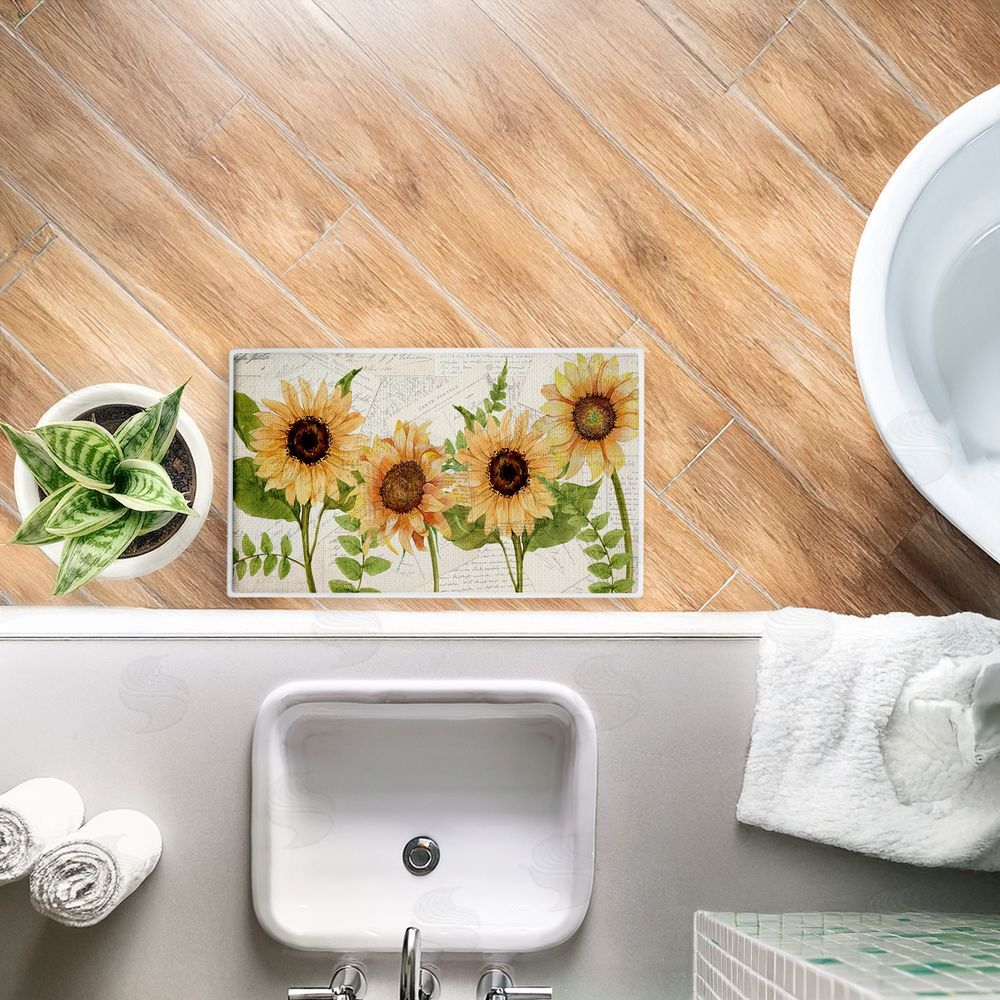 Kim Allen Sunflowers & Vintage Letter Mail Plush Bathroom Floor Mat