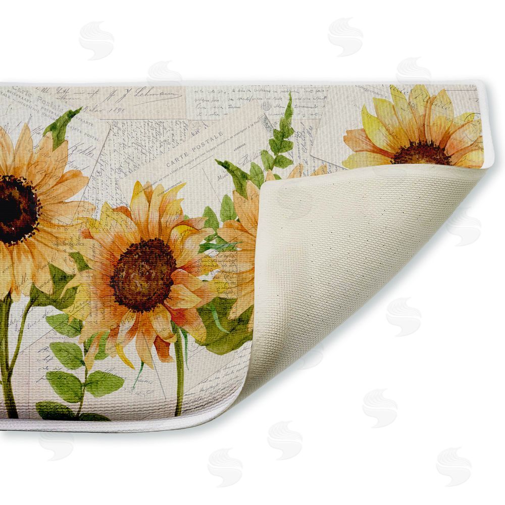 Kim Allen Sunflowers & Vintage Letter Mail Plush Bathroom Floor Mat