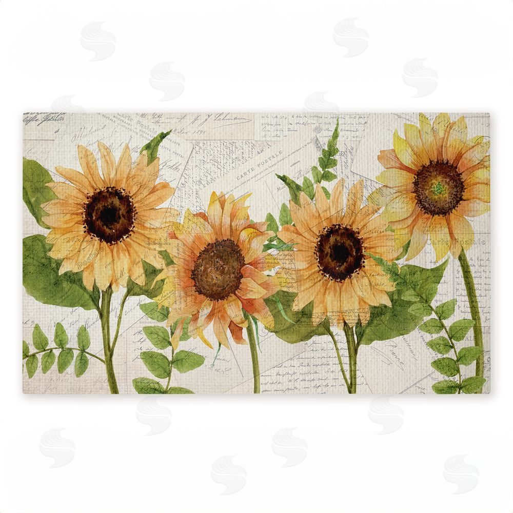Kim Allen Sunflowers & Vintage Letter Mail Unwoven Outdoor Door Mat
